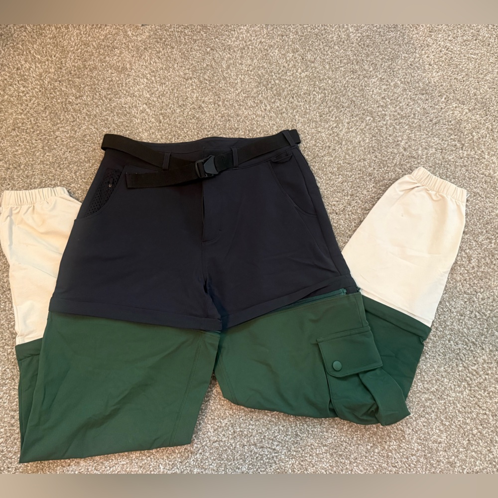 Outdoor voices green black and cream zip off rek trek hiking cargo pants